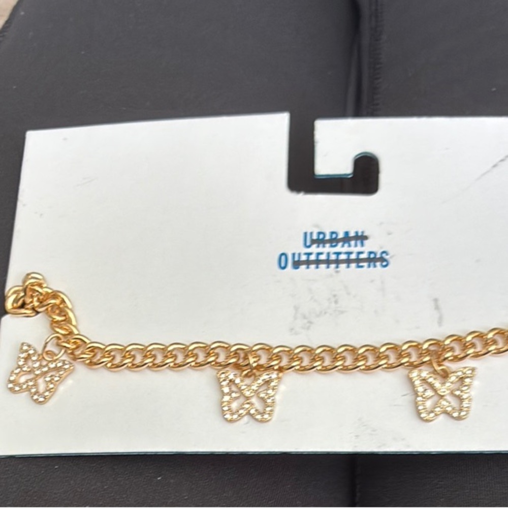 Urban Outfitters Butterfly Charm Necklace with Link Chain
